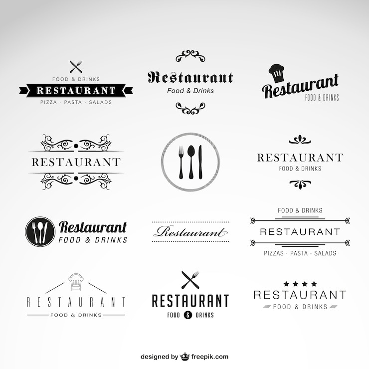 Vector conjunto de logotipos de restaurante