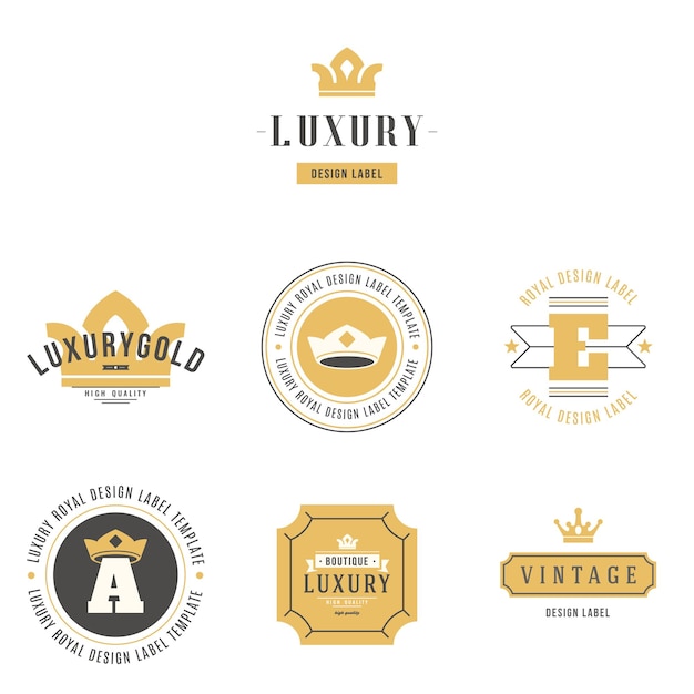 Conjunto de logotipos retro vintage Elementos de diseño vectorial signos comerciales logotipos etiquetas de identidad insignias prendas de vestir camisas cintas pegatinas y otros objetos de marca
