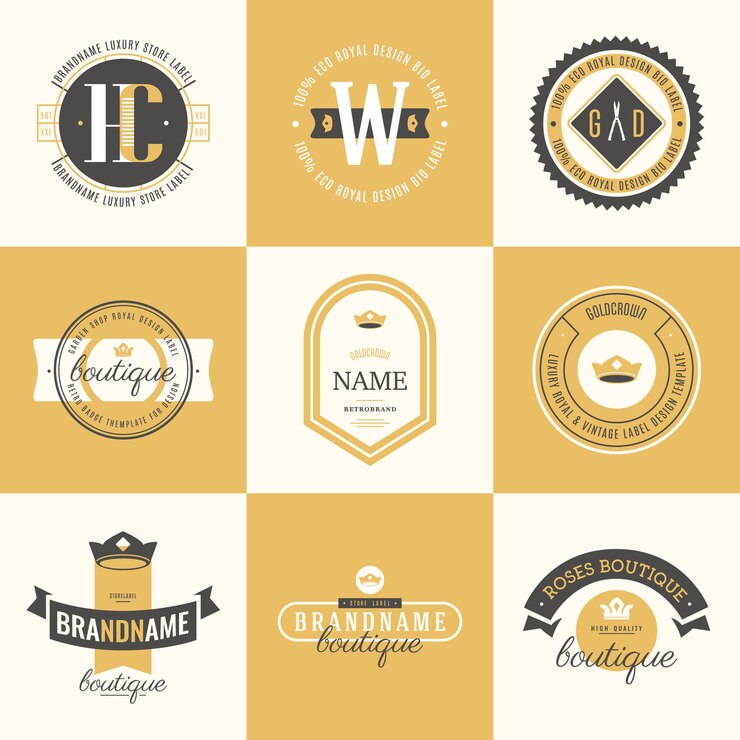 Vector conjunto de logotipos retro vintage elementos de diseño vectorial signos comerciales logotipos etiquetas de identidad