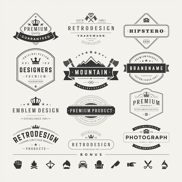 Conjunto de logotipos retro vintage vector elementos de diseño