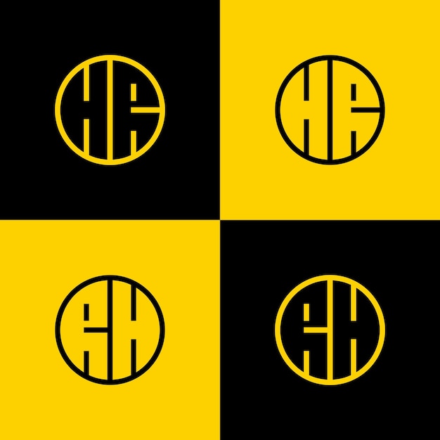 Conjunto de logotipos sencillos de hr y rh letters circle adecuados para negocios con las iniciales hr y rh