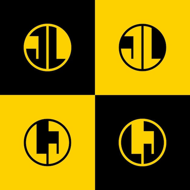 Conjunto de logotipos sencillos JL y LJ Letter Circle adecuados para negocios con las iniciales JL yLJ
