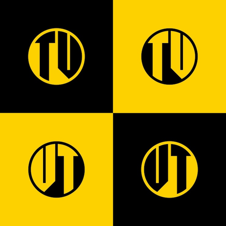 Vector conjunto de logotipos sencillos de tv y vt letters circle adecuados para negocios con las iniciales tv y vt