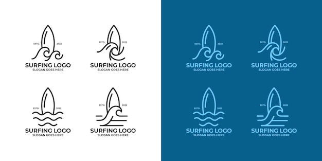 conjunto de logotipos de surf