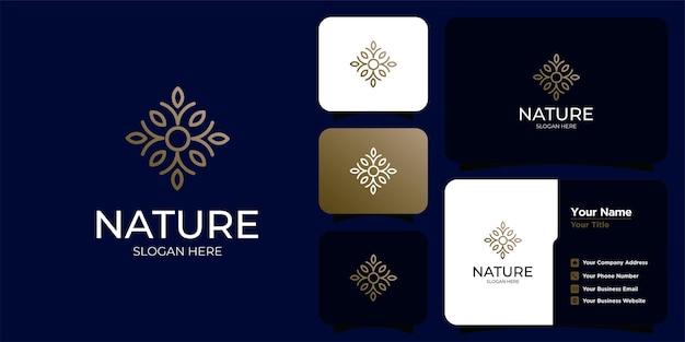 Conjunto de logotipos y tarjetas de visita de plantillas florales femeninas y modernas dibujadas a mano