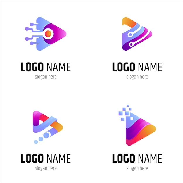 Conjunto de logotipos de tecnología de medios