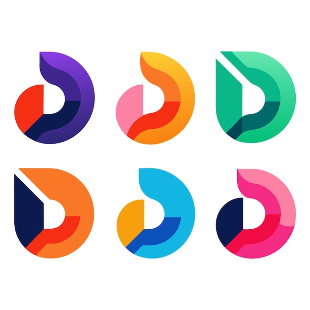 Conjunto de logotipos de tipografía de letras creativas coloridas
