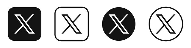 Conjunto de logotipos de Twitter X Ilustración vectorial VINNITSA UCRANIA 4 DE AGOSTO DE 2023