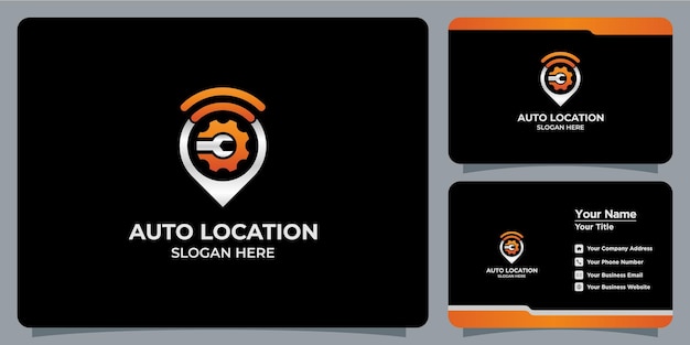conjunto de logotipos de ubicación y automotrices y tarjetas de presentación.