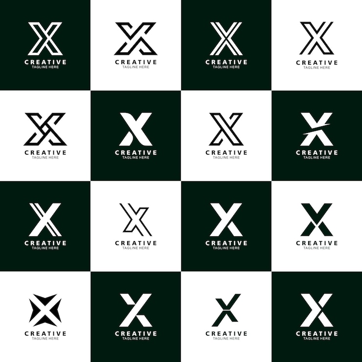 Vector conjunto de logotipos vectoriales de letra x