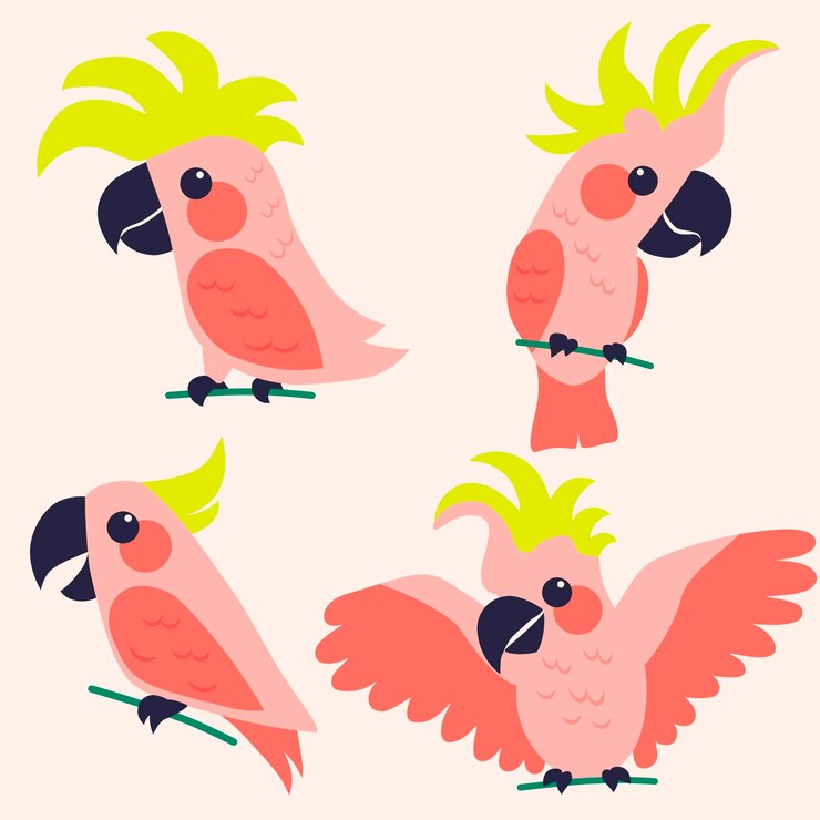 Vector conjunto de loros de dibujos animados ilustración vectorial