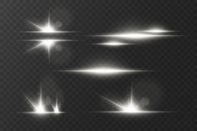 Conjunto de luces brillantes y luz Efecto de luz de estrella y lente