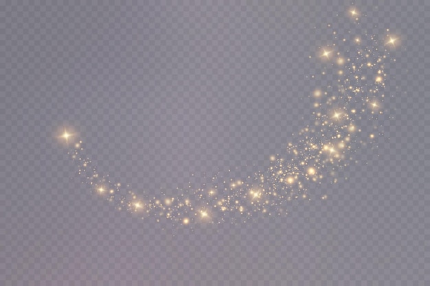 Un conjunto de luces doradas brilla sobre un fondo transparente.