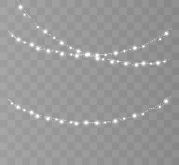 Conjunto de luces de Navidad Vector Año nuevo decora una guirnalda con bombillas incandescentes Vector