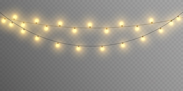 Vector conjunto de luces de navidad vector año nuevo decora guirnalda con bombillas incandescentes