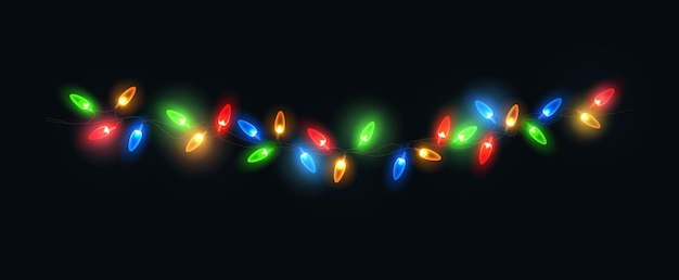 Vector conjunto de luces de navidad vector año nuevo decorar guirnalda con bombillas incandescentes