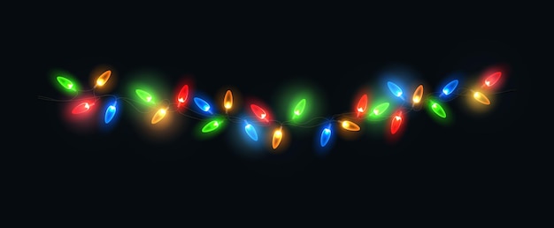 Conjunto de luces de navidad vector año nuevo decorar guirnalda con bombillas incandescentes