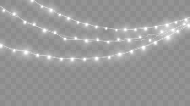 Conjunto de luces de navidad. Vector año nuevo decorar guirnalda con bombillas de luz brillante.