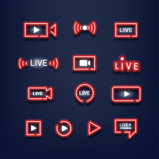 Conjunto de luces de neón de transmisión en vivo