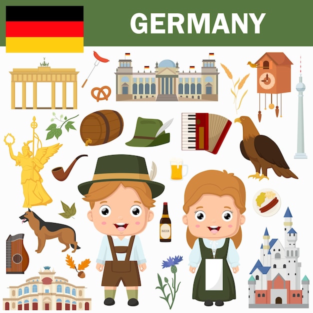 Conjunto de lugares de interés famosos de Alemania