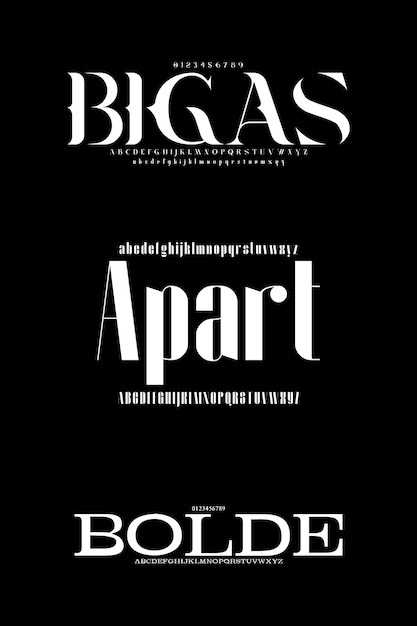 Conjunto de lujo Creative Vector Serif Display Alfabeto fuentes paquete de diseño Ilustración vectorial