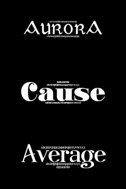 Conjunto de lujo Creative Vector Serif Display Alfabeto fuentes paquete de diseño Ilustración vectorial