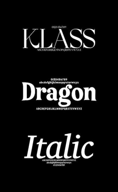 Conjunto de lujo Creative Vector Serif Display Alfabeto fuentes paquete de diseño Ilustración vectorial
