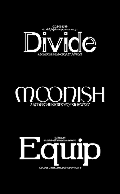 Conjunto de lujo Creative Vector Serif Display Alfabeto fuentes paquete de diseño Ilustración vectorial