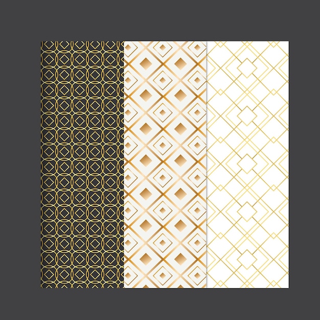 Conjunto de lujo de patrones geométricos dorados sutil de línea de los años 80 gráfico de patrón dorado retro
