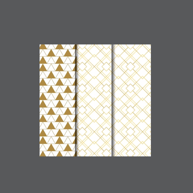 Conjunto de lujo de patrones geométricos dorados sutil de línea de los años 80 gráfico de patrón dorado retro