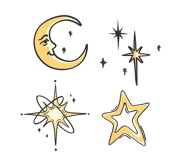 Conjunto de Luna y Estrellas Celestiales