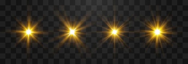 Conjunto de luz solar vectorial aislado en png