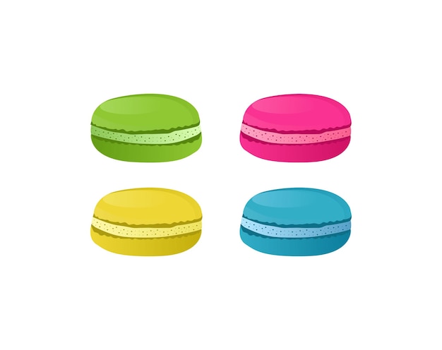 Conjunto de macarons coloridos Colección de macarons de dulces franceses