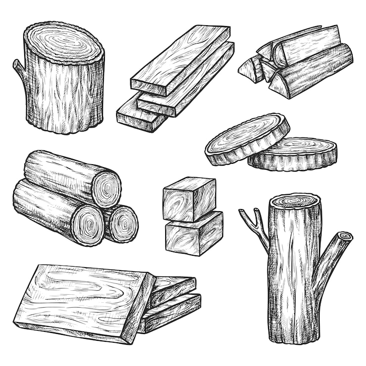 Vector conjunto de madera cortada o cortada por vectores