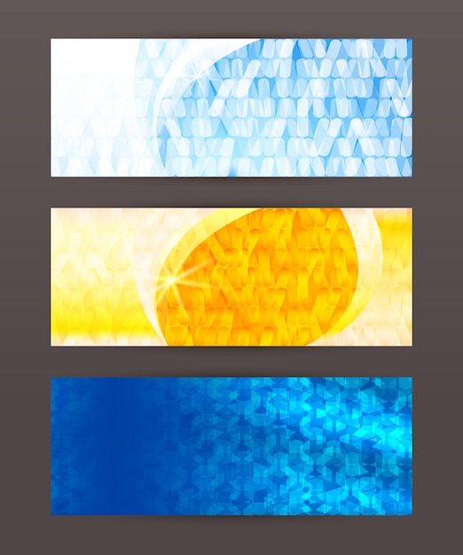 Conjunto de malla de elemento de diseño de encabezado banner horizontal