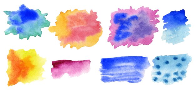 Conjunto de manchas de acuarela de colores aislados abstractos Elemento Grunge para el diseño de papel