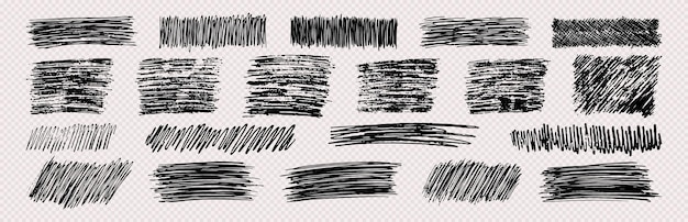 Conjunto de manchas de garabateo rectangulares dibujadas con pluma