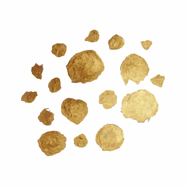 Conjunto de manchas de pintura de oro vectorial Ilustración de arte texturizado brillante de oro abstracto