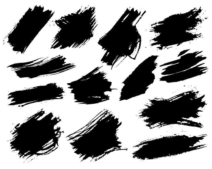 Vector conjunto de manchas de pintura trazo de pincel