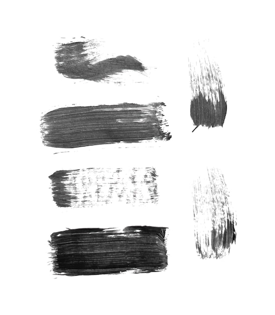 Conjunto de manchas de pintura vectorial abstracta Elemento de diseño dibujado a mano Marcas de tinta negra sobre fondo blanco Textura grunge