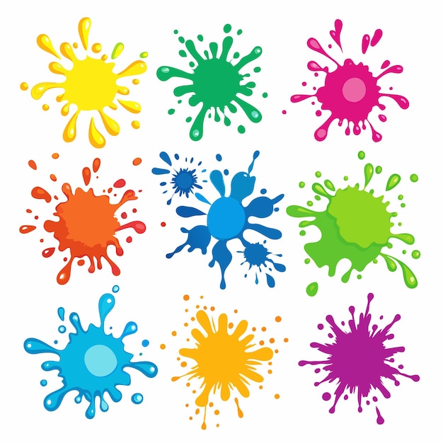 Conjunto de manchas de tinta de colores salpicaduras forma abstracta ilustración vectorial 15