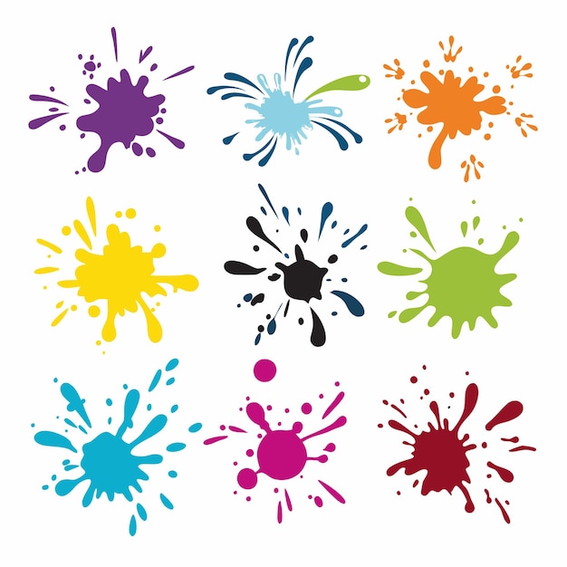 Conjunto de manchas de tinta de colores salpicaduras forma abstracta ilustración vectorial 19