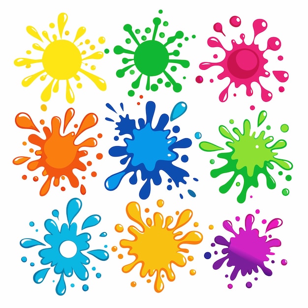 Conjunto de manchas de tinta de colores salpicaduras forma abstracta ilustración vectorial 2