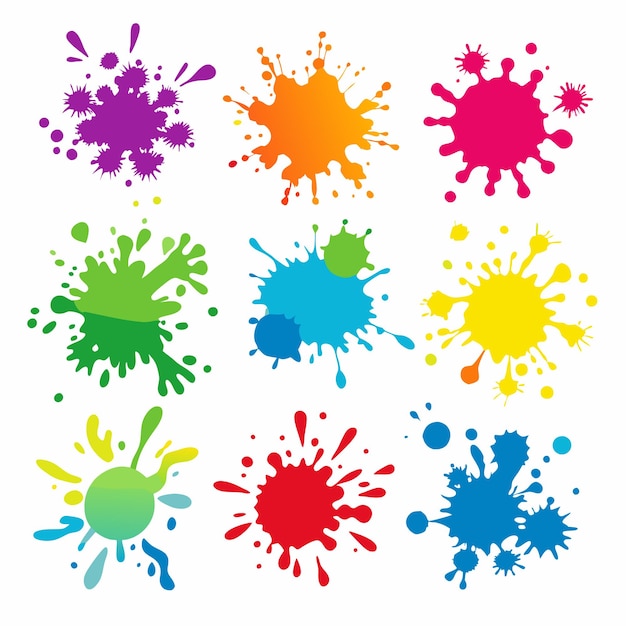 Conjunto de manchas de tinta de colores salpicaduras forma abstracta ilustración vectorial 6