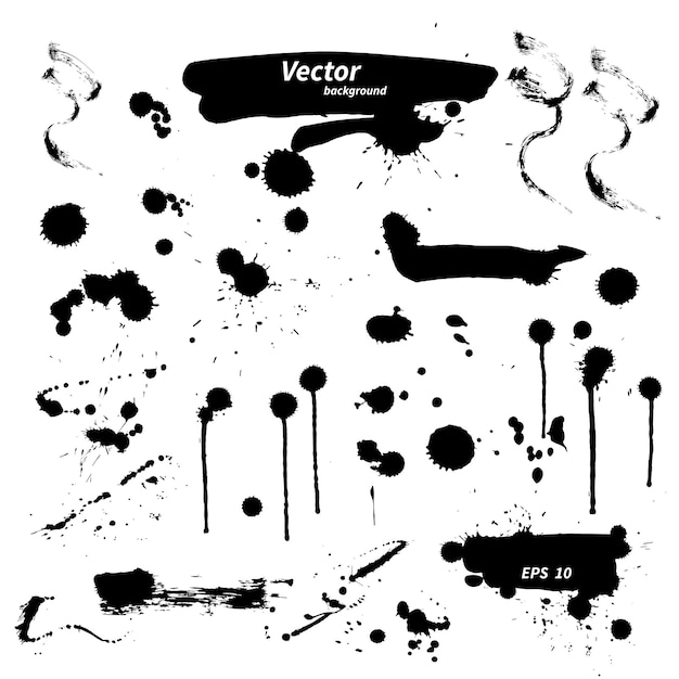 Vector conjunto de manchas de tinta negra.