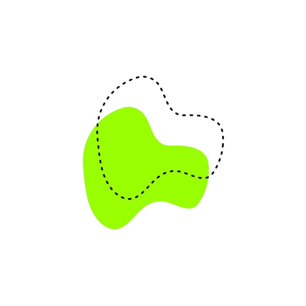 conjunto de manchas verdes con líneas punteadas artísticas