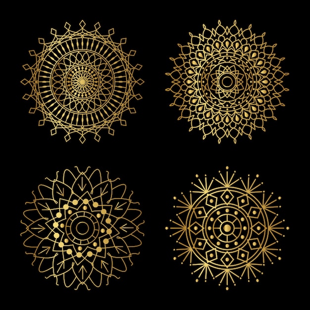 Vector conjunto de mandala dorado