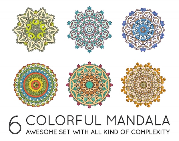 Vector conjunto de mandala fractal étnico