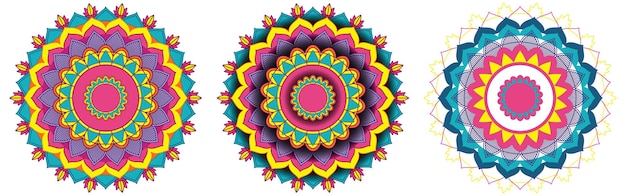 Conjunto de mandala vintage con líneas finas
