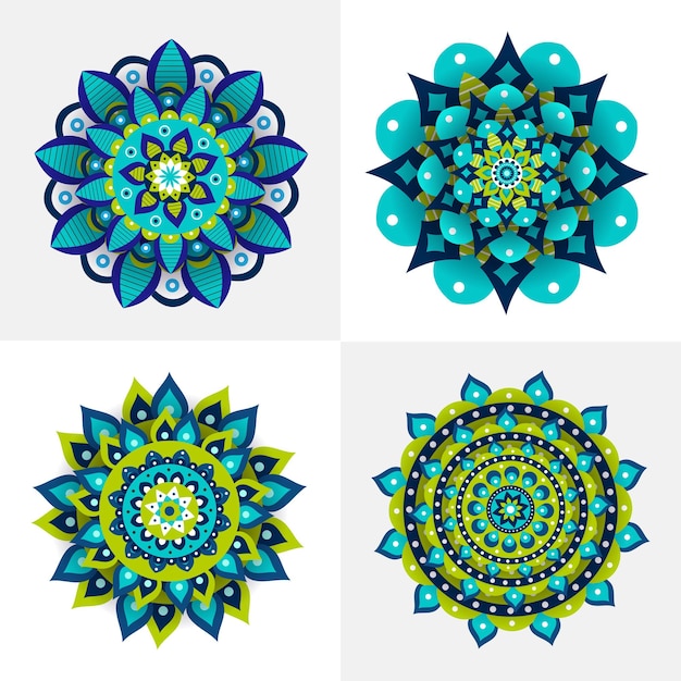 Vector conjunto de mandalas aislados en un fondo blanco